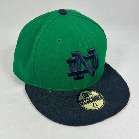 Notre Dame Fighting Irish New Era 59Fifty Fitted Cap Size 7 1/8 Green & Black - Picture 1 of 6